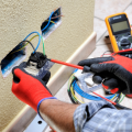 Electrician fixing wires